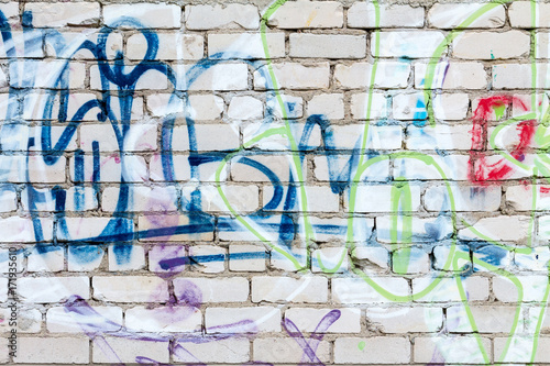  Background of graffiti on the brick wall