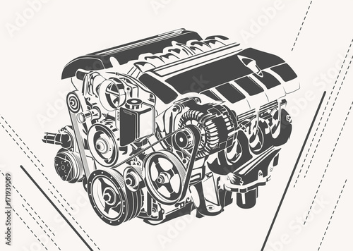 vector engine high detailed illustration