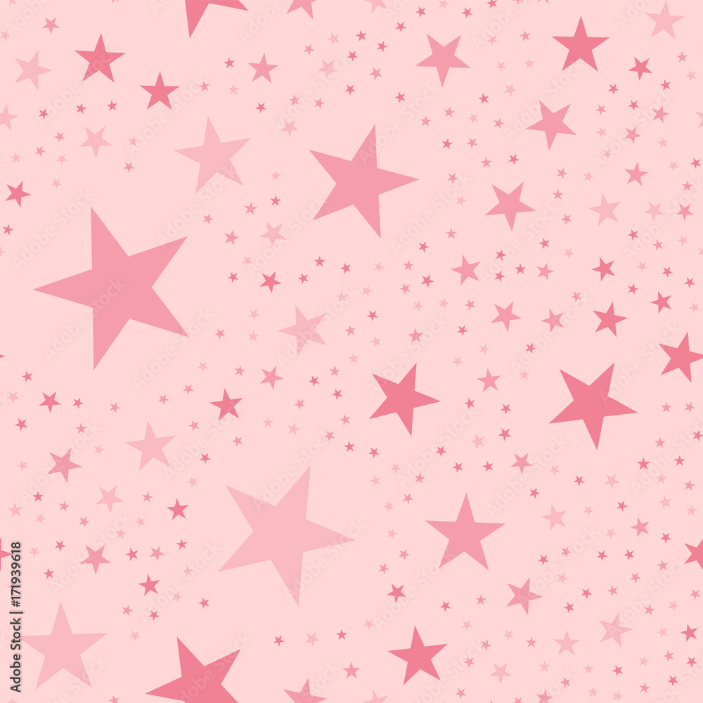 Pink stars seamless pattern on light pink background. Magnetic ...