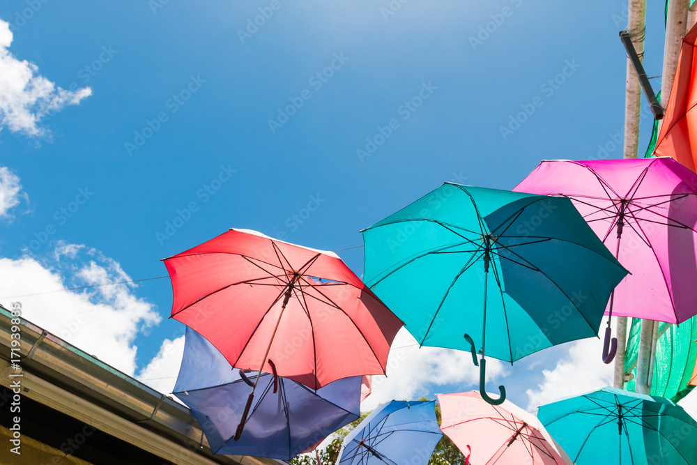 colorful umbrellas protecting the sunlight