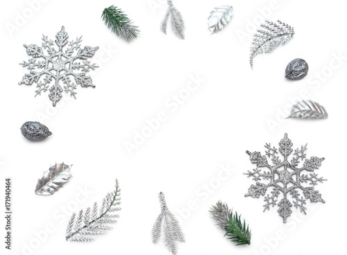 Decorative Christmas composition on white background.