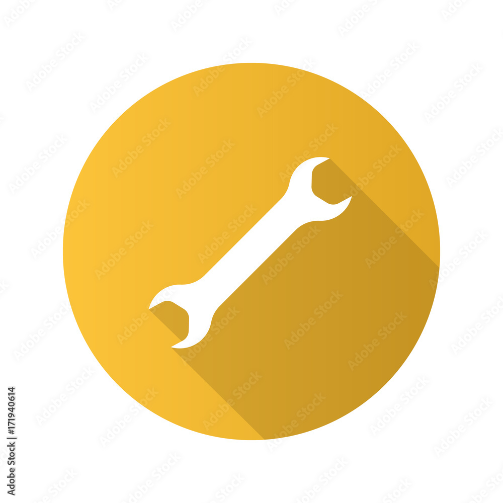 Wrench flat design long shadow glyph icon Wrench flat design long shadow glyph icon