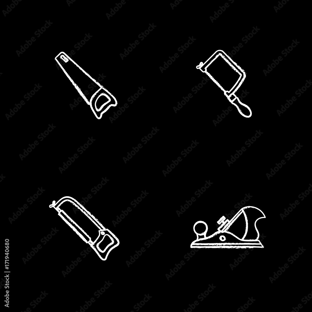Construction tools chalk icons set Construction tools chalk icons set