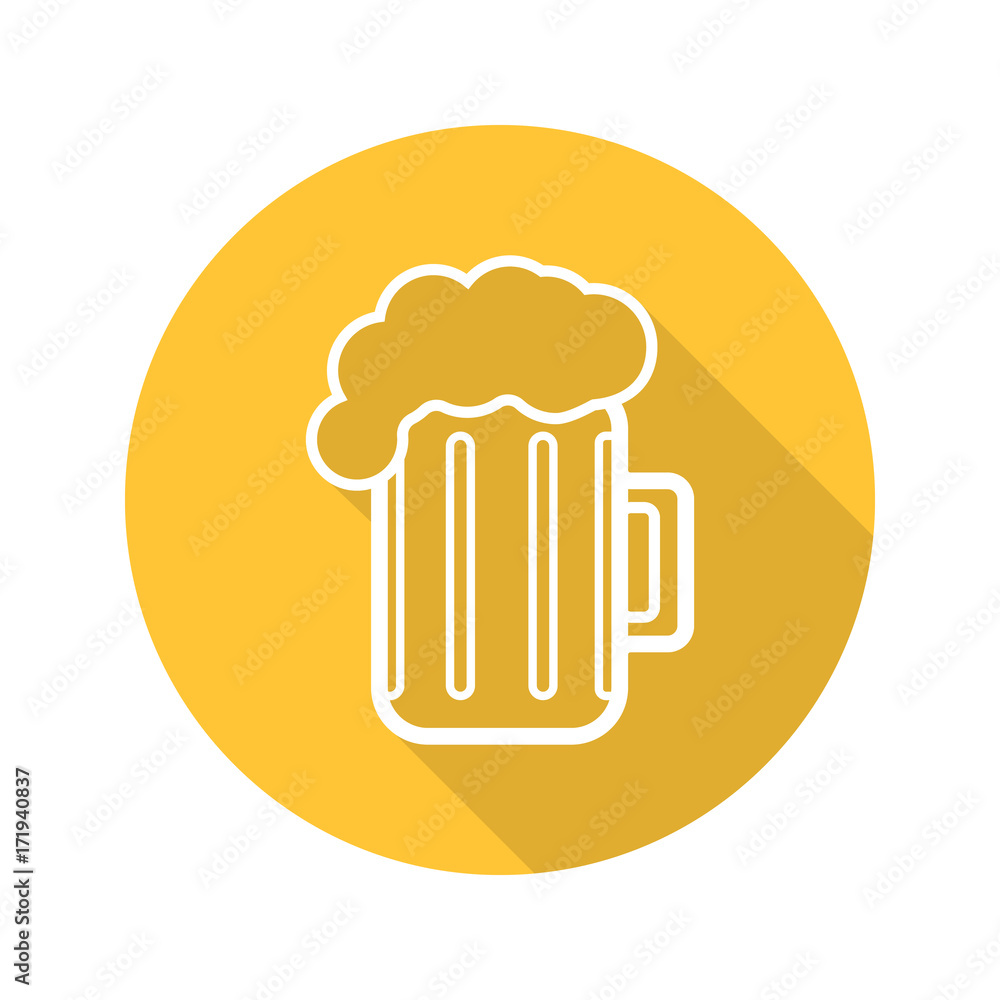 Beer glass flat linear long shadow icon Beer glass flat linear long shadow icon