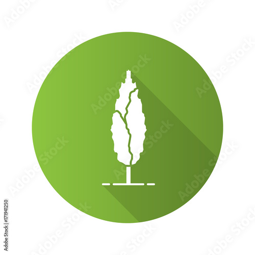 Poplar tree flat design long shadow glyph icon