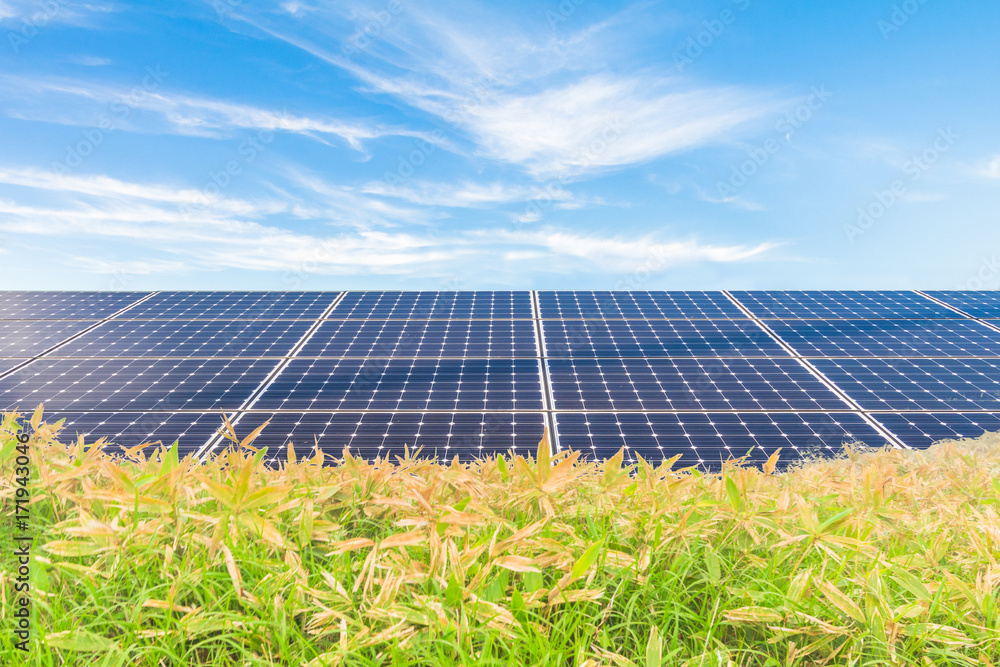 Solar power panels ,Photovoltaic modules for innovation green energy for life with blue sky background Solar power panels ,Photovoltaic modules for innovation green energy for life with blue sky background