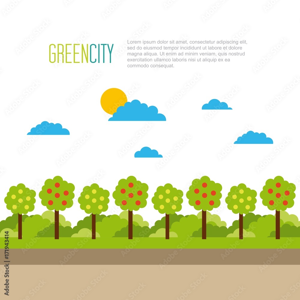 green city tree natural landscape environment vector illustration