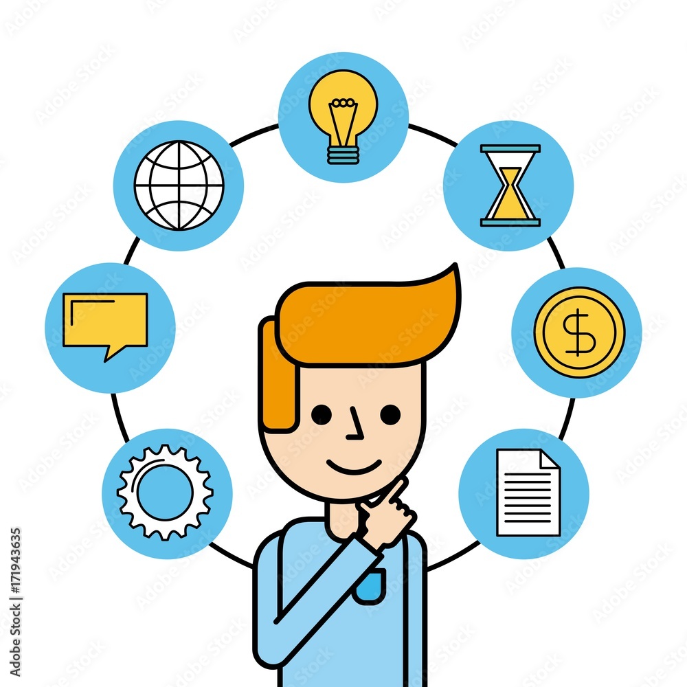 man creativity think work money global message vector illustration man creativity think work money global message vector illustration