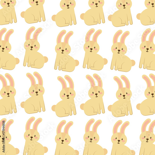 cute forest rabbit animal seamless pattern image vector illustration