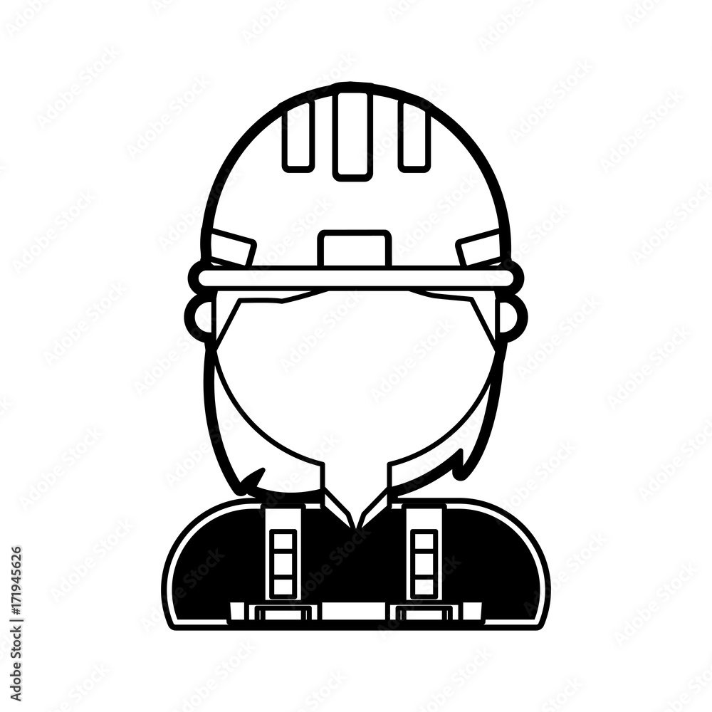 flat line monocromatic man construction worker over white background vector illustration flat line monocromatic man construction worker over white background vector illustration