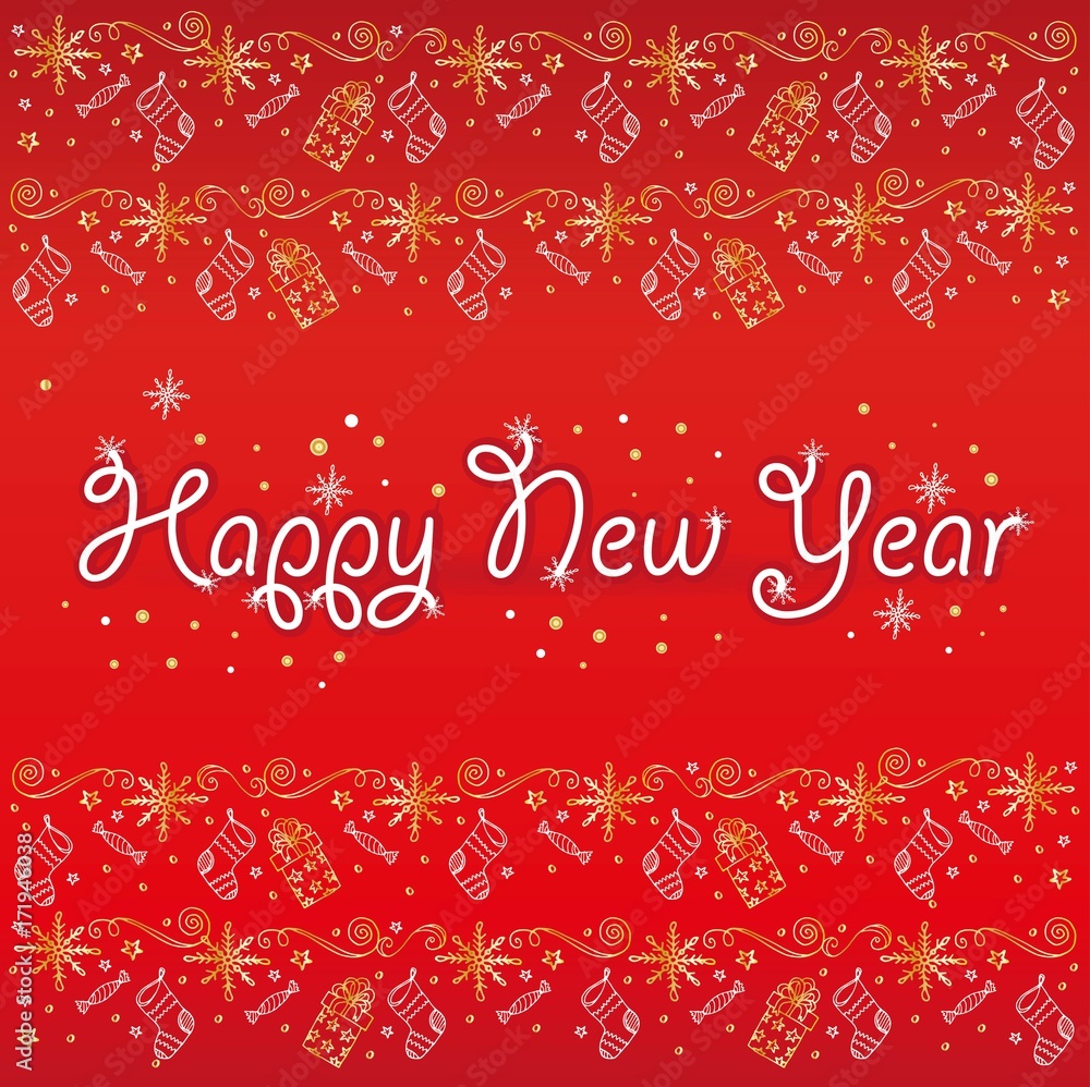 1483870 postcard happy new year red snowflakes