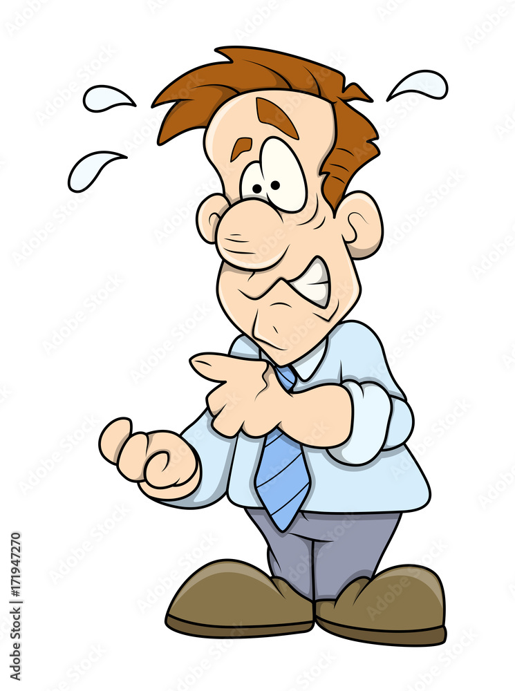 Fototapeta premium Scared Cartoon Man - vector clip-art illustration