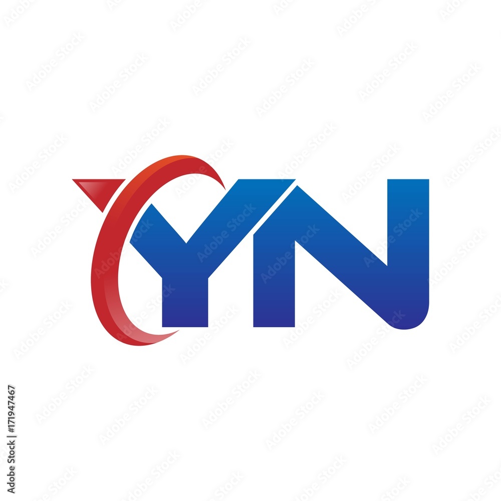 modern vector initial letters logo swoosh yn red blue modern vector initial letters logo swoosh yn red blue