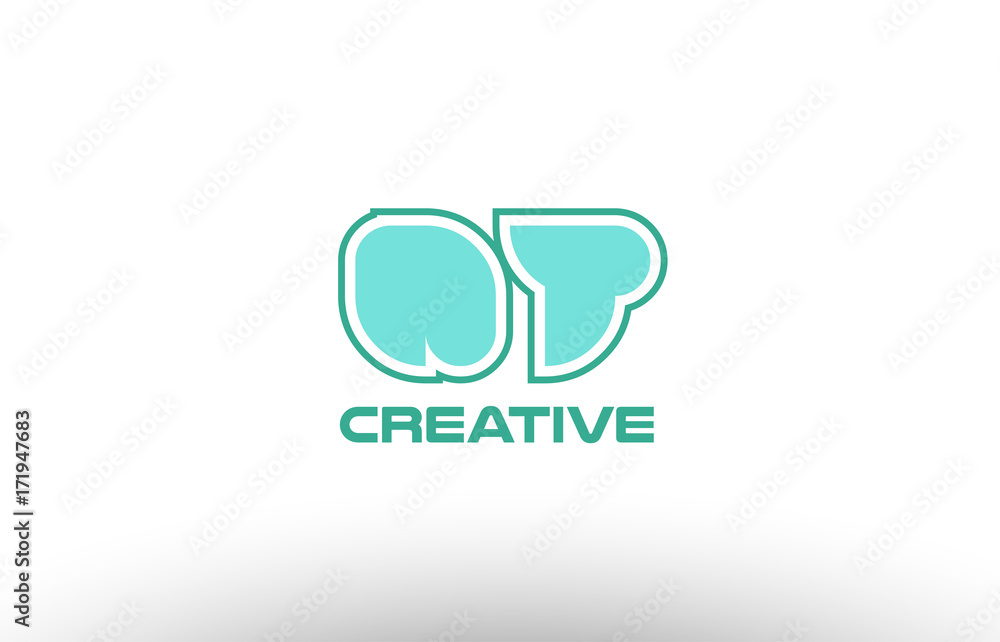 Fototapeta premium pastel green alphabet letter qt q t combination joint logo comany icon