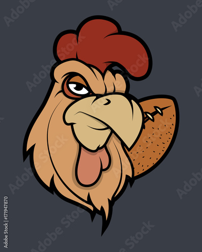 Rooster cock Mascot with Rugby Ball Vector