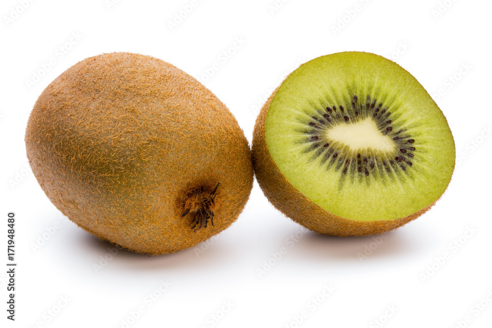 Kiwi fruit and sliced isolated on white background. Kiwi fruit and sliced isolated on white background.