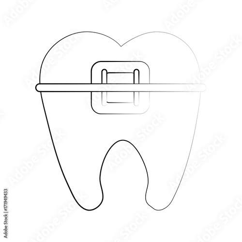 molar with braces dentistry icon image vector illustration design