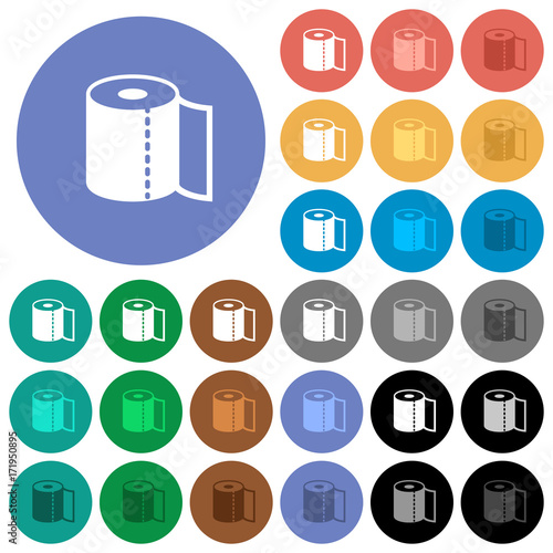 Paper towel round flat multi colored icons