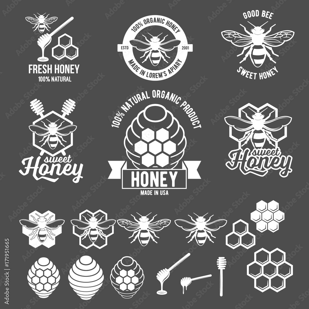 Vintage frame with Honey label set Stock Vector | Adobe Stock