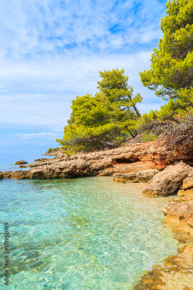 Idyllic secluded beach on coast of Brac island near Bol town, Croatia