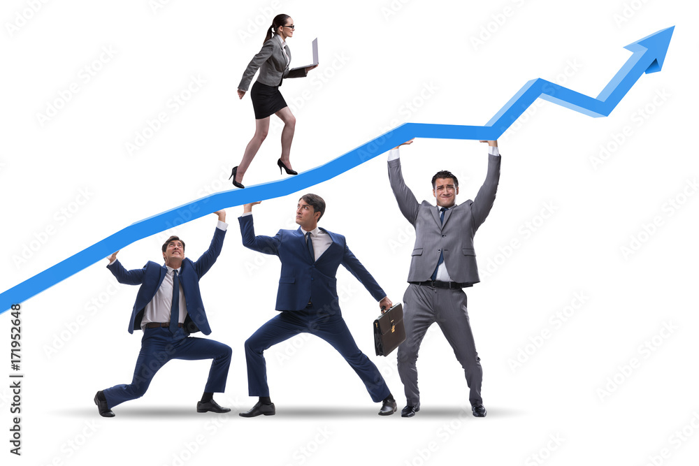 Businessmen supporting economic growth isolated on white Businessmen supporting economic growth isolated on white
