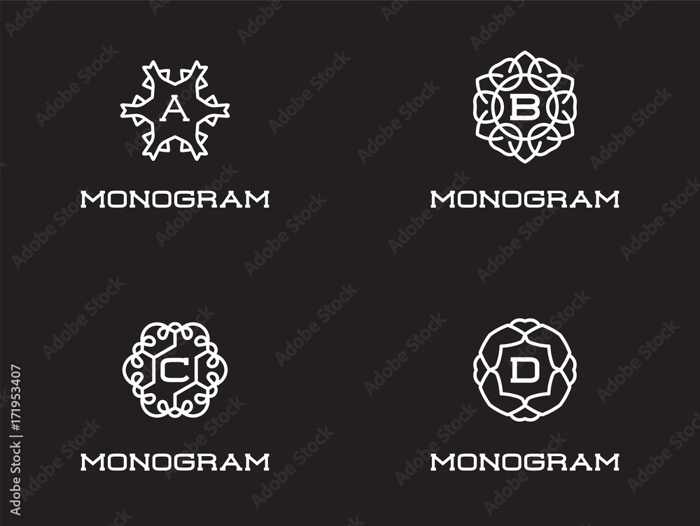 Set of Compact Monogram Design Template with Letter. Vector Illustration Premium Elegant Quality. Set of Compact Monogram Design Template with Letter. Vector Illustration Premium Elegant Quality.