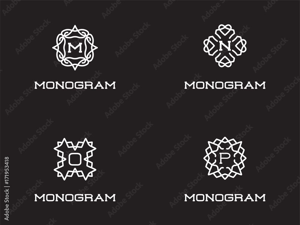 Set of Compact Monogram Design Template with Letter. Vector Illustration Premium Elegant Quality. Set of Compact Monogram Design Template with Letter. Vector Illustration Premium Elegant Quality.