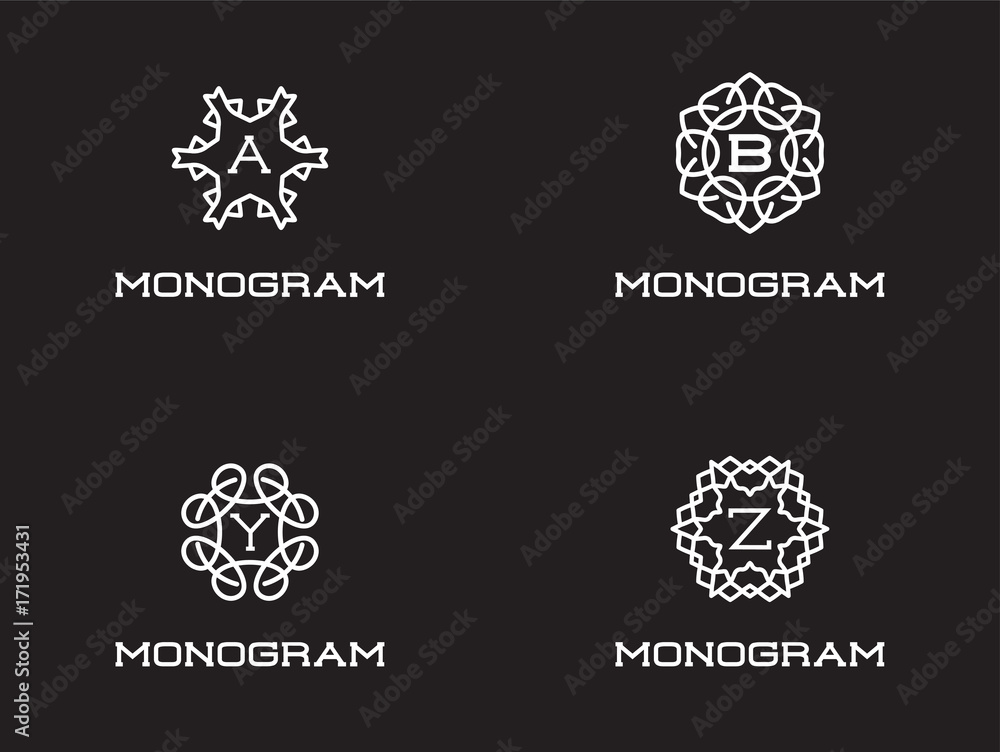 Set of Compact Monogram Design Template with Letter. Vector Illustration Premium Elegant Quality. Set of Compact Monogram Design Template with Letter. Vector Illustration Premium Elegant Quality.