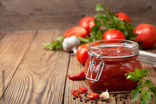 tomato sauce in a glass jar
