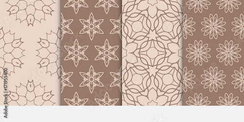 set of Ornamental design. Modern seamless geometry pattern. Vector illustration. For interior design, printing, web and textile design. beige color