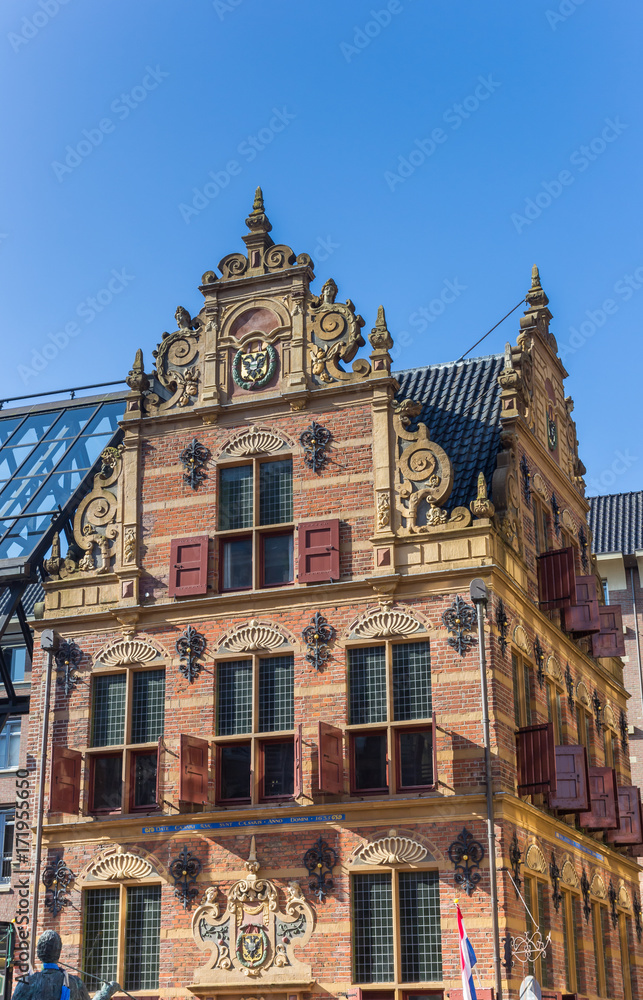 Historic building Goudkantoor in the center of Groningen