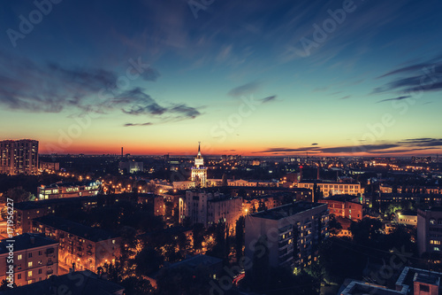Golden hour, Night city Voronezh, panorama © DedMityay