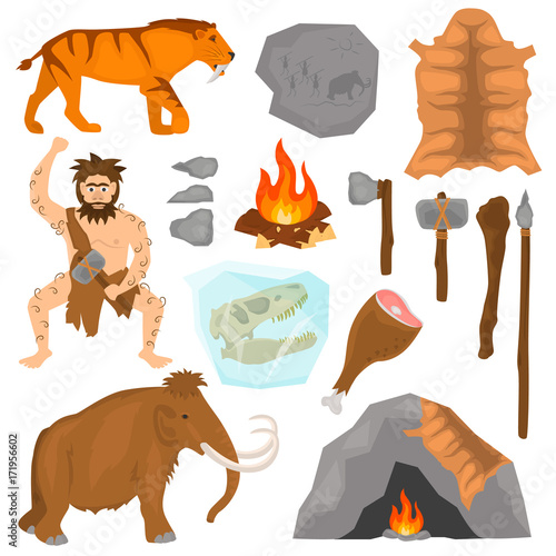 Ice age color flat icons set