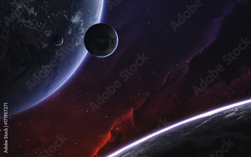 Fototapeta Naklejka Na Ścianę i Meble -  Deep space landscape with realistic planets. Elements of this image furnished by NASA