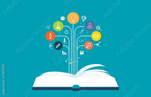 flat design for business learning and   education concept