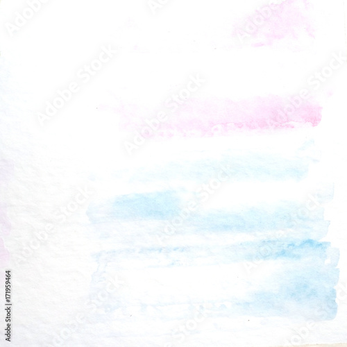 Pink and blue abstract watercolor textured on white paper background