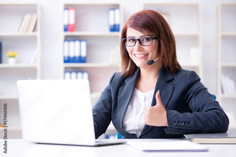 Call center operator working with clients Call center operator working with clients