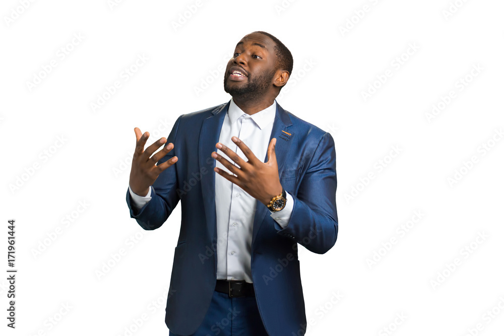 Businessman making presentation at office. Afro american manager making a report. Business training about new business concept. Businessman making presentation at office. Afro american manager making a report. Business training about new business concept.