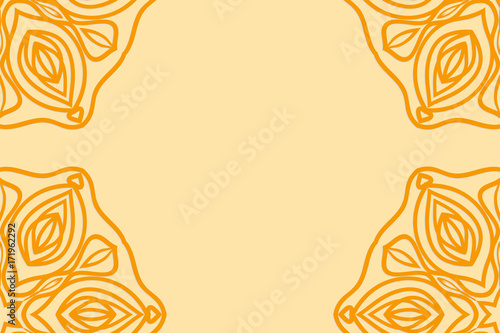 Vector illustration of invitation card. Floral mandala ornament. orange color.