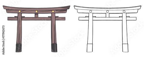 Illustration of japanese style temple gate