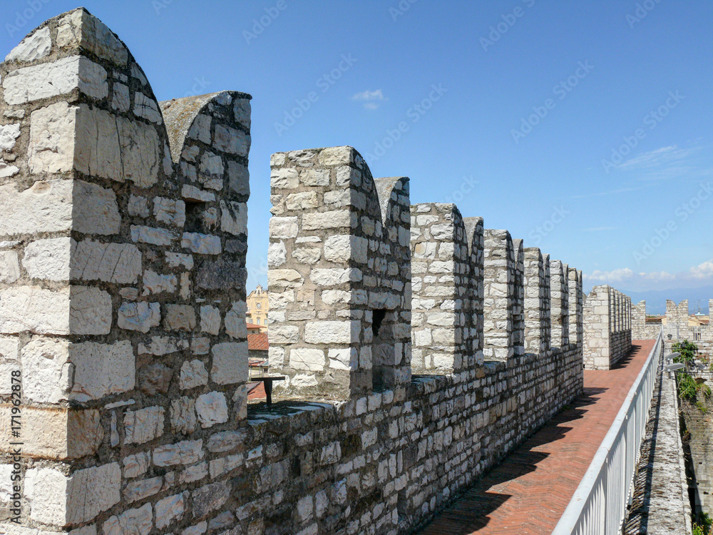 Crenellated walls of Emperor's Castle - Prato, Tuscany, Italy Crenellated walls of Emperor's Castle - Prato, Tuscany, Italy