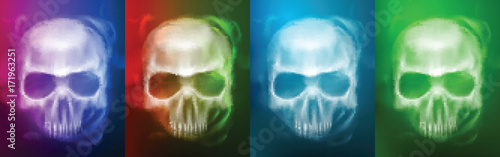 Transparent Skull  or Ghostl on different colors styles for Halloween Background.vector illustration eps 10