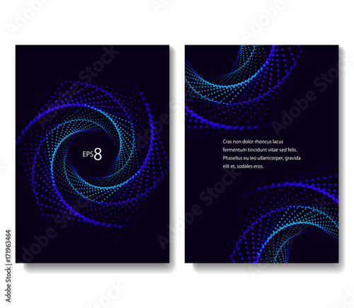 Set of Geometric Backgrounds of Spiral Dots. Modern Vector Illustration without Transparency.
