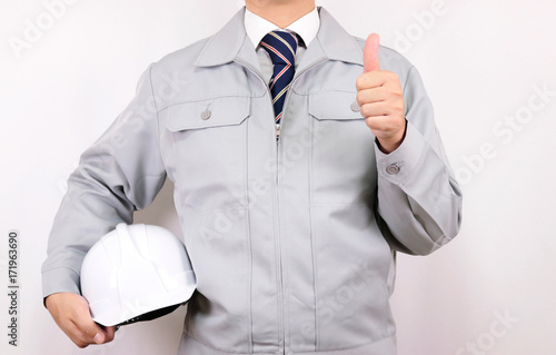 作業着 男性 ネクタイ ポーズ 了解 Ok Stock Photo Adobe Stock