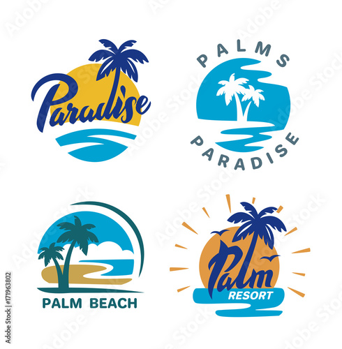 Palm trees round emblems