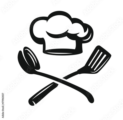 Chef hat with kitchen utensils