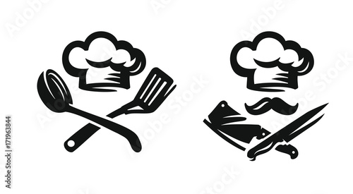 Chef hat with kitchen utensils