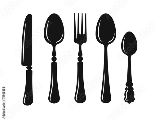 Knife, fork and spoon vector