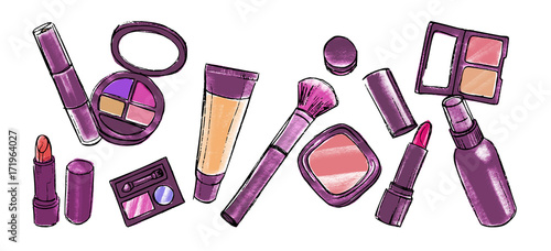 Concept for beauty salon and visage. Vector illustration on white background.