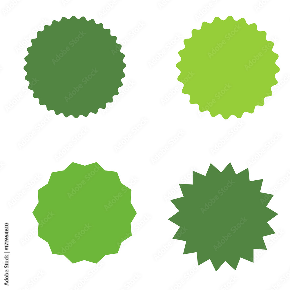 Set of starburst, sunburst badges, labels, stickers. Simple flat style. Set of starburst, sunburst badges, labels, stickers. Simple flat style.